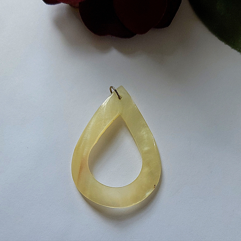 Vintage Mother of Pearl Open Tear Drop Pendant or Charm Jewelry Making